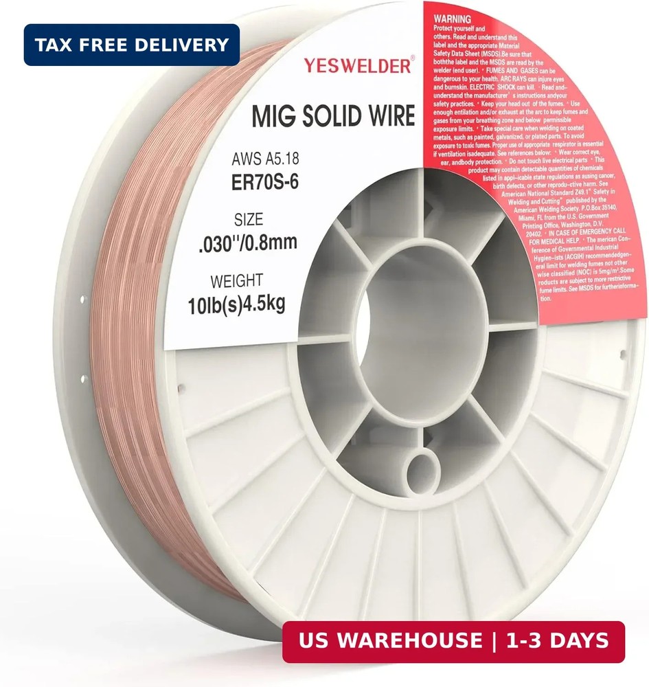 YESWELDER MIG Welding Wire, ER70S-6 Solid Carbon Steel, .030 Inch 10LB (0.8mm 4.