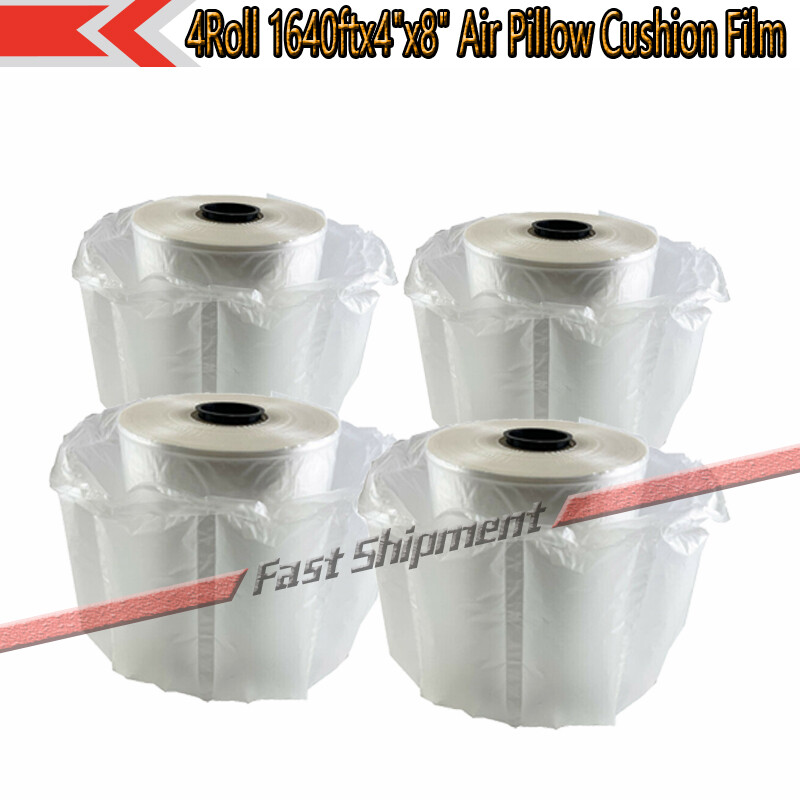 4Roll 5000pc 1640ftx4″x8″ Air Pillow Cushion Film Roll Bubble Bag Wrap Packaging
