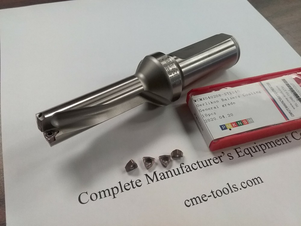 U drill 3/4″x2-1/2″x5-1/4″, 1″ shank, index, w. Extra 4 WCMX03 inserts #UD-34