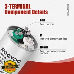 Rogvoc 40+5 MFD 370/440V Start Dual Run Capacitor