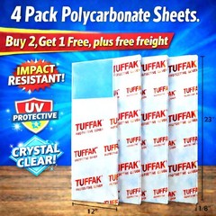 TUFFAK Polycarbonate Sheet 1/8in 12″ x 23″ Peel-off Film New ** Free Shipping**