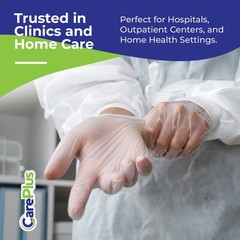 CARE PLUS Vinyl Gloves Clear Medium Size 200 Count | Heavy Duty, NonSterile, …