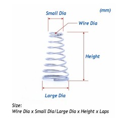 304 Stainless Steel A2 Conical Cone Compression Spring Springs 0.4-2mm Wire Dia
