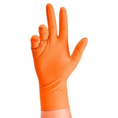Heavy Duty Orange Nitrile Gloves 8Mil Industrial Disposable Gloves with Diamond