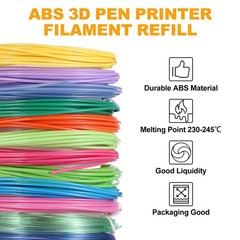 1.75mm ABS 3D Pen Printer Filament Refill, 2 pcs Total 65.6Ft, Red