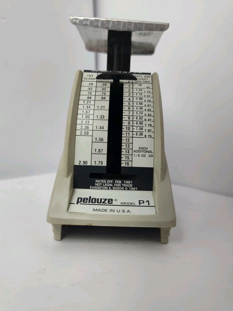 Pelouze Vintage 1981 Postal Scale P-1 1lb (16oz x 0.5oz) Evanston IL USA