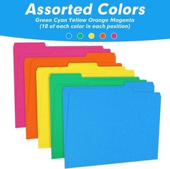 File Folder, 150 Pack 1/3 Cut Tab Colored File Folders, File Folder Letter Si…