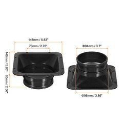 4″ Duct Connector Flange PP Dryer Vent Wall Plate Square to Round Black