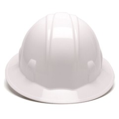 PYRAMEX WHITE FULL BRIM SAFETY HARD HAT 4 POINT RATCHET SUSPENSION HP24110