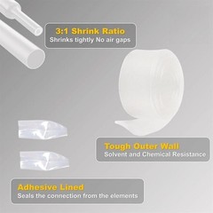 40 ft Dual Wall Adhesive Lined Φ1/4″ 6.4mm 3:1 Ratio Heat Shrink Tubing Clear US
