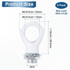 M METERXITY 4 Pack Light Fixture Hooks Ring Nuts,5kg Max Load 13mm ID M10 Thr…