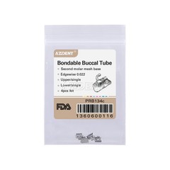 10X AZDENT Dental Orthodontic Bondable Buccal Tube 2nd Molar Edgwise 022 Non-Con