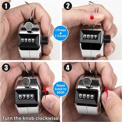 4-Digit-Number Dual Clicker Golf Hand Tally Counter Metal Handy Convenient NEW