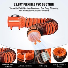 12″/16″ Utility Blower Fan Ventilator Exhaust Fan 3500 CFM 16.4/32.8ft Duct Hose