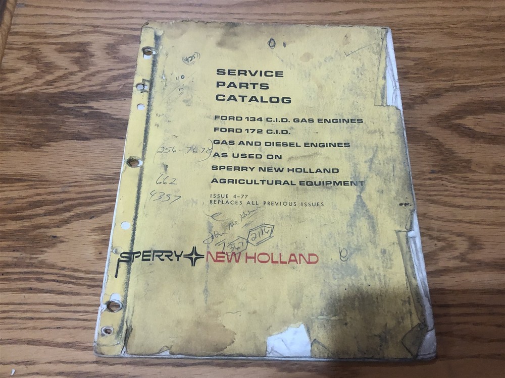 SPERRY NEW HOLLAND SERVICE PARTS CATALOG 134 C.I.D. GAS ENGINE