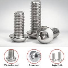 1/4-20X1/2 Button Head Socket Cap Screws, 304 Stainless 1/4-20X1/2, Silver