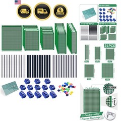 104pcs Double Sided PCB Board Kit, Prototype Boards for DIY Soldering and Ele…