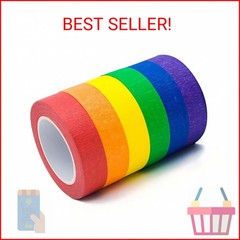 6 Rolls Colored Masking Tape，colored painters tape，0.6″ x14.3Yard Drafting Tape,