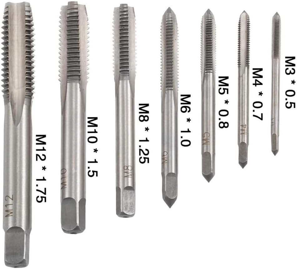 7pc Metric Thread Tap Set HSS Tapping Tool Set M3 M4 M5 M6 M8 M10 M12 Hand Taps