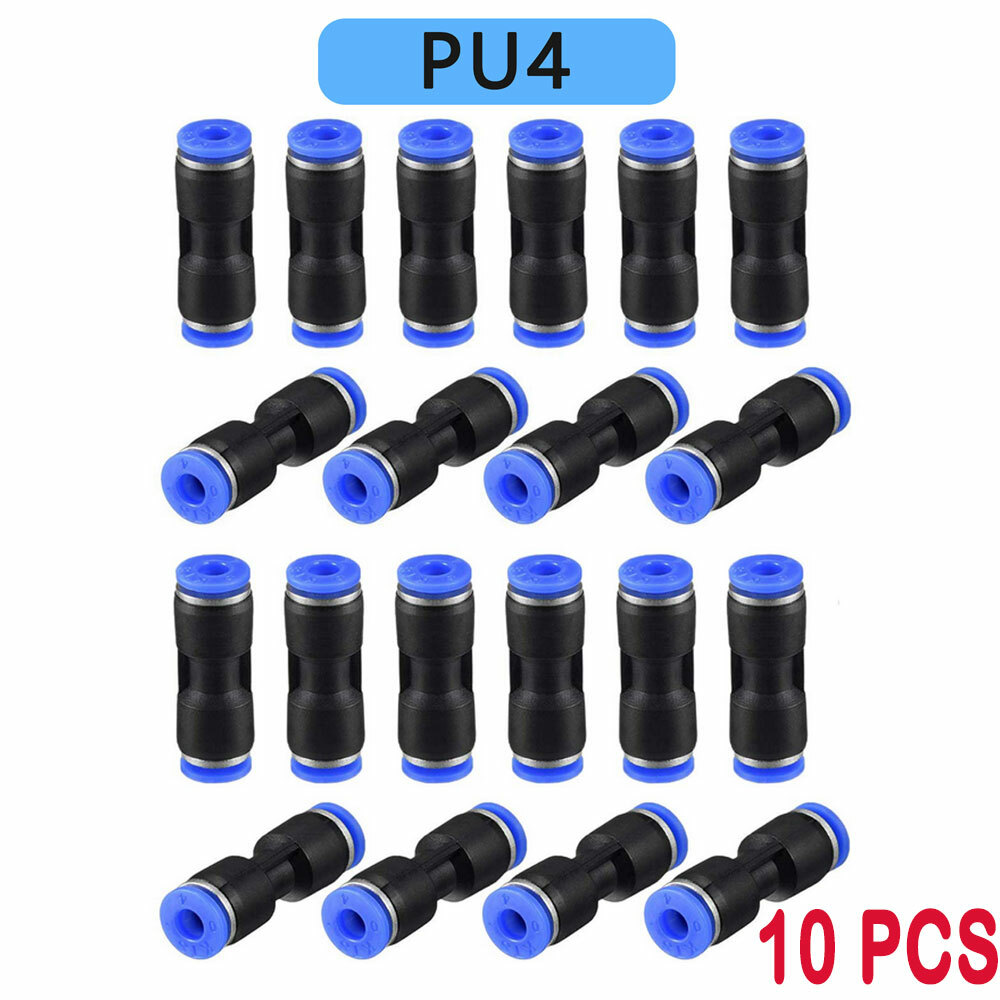 10x 5/32”(4mm) OD Tube Pneumatic Straight Union Push To Connect Air Fittings