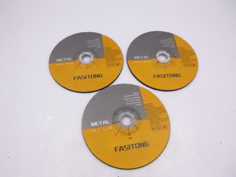 3 Pack Fasitong A24 TBF Metal Grinding Wheel 7″ x 1/4″ x 7/8″ 8600RPM