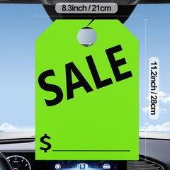 120 Pack Green 8.3×11.2 Inch DoubleSided Hanging Car Mirror Sale Tag Supply