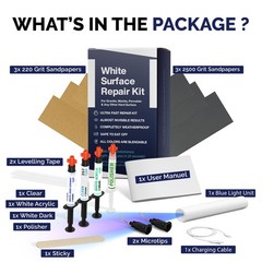 Quartz Countertop Repair Kit Clear, White Acrylic & Dark White Color Ideal a…