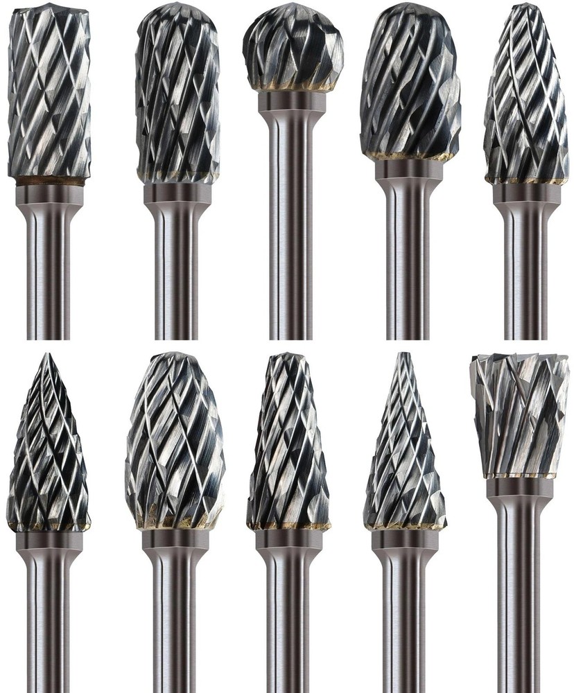 10Pcs 1/8″ Shank Carbide Burr Bits Compatible with Dremel Bits Metal Grinding…