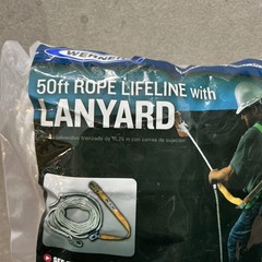 Werner L242050W 50ft Fall Protection Rope Lifeline With Lanyard ANSI & OSHA NEW