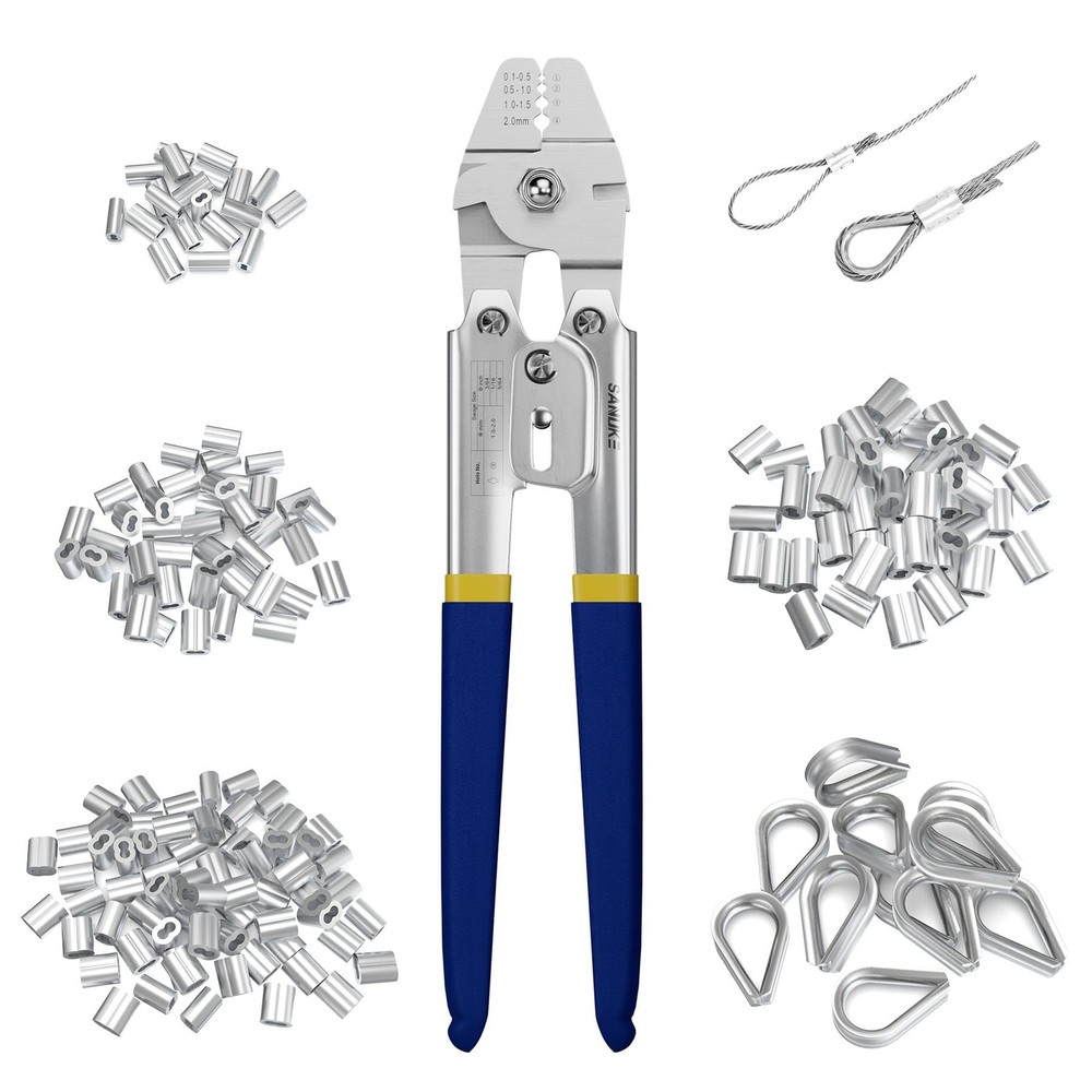 Sanuke Wire Rope Crimping Swaging Tool Cable 10.24 inches, Silver/Metallic