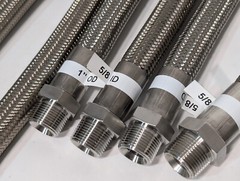 (15) Braided 316 Stainless Steel Flex Hoses, Assorted Lengths Sizes Ports