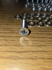 36 Phillips Oval Machine Screws ,lock Nuts Countersunk ,Unknown Size, think 1/4