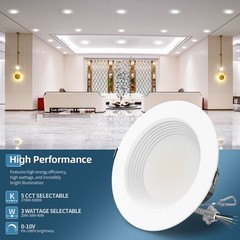 8 Inch LED Commercial Downlight,36W Recessed Ceiling Light Power &CCT Adjustable