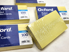 500 Cards – Oxford Ruled Index Cards 3″ x 5″ Canary 7321CAN (100 per pack)