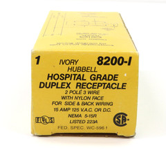 Lot of (4) New Old Stock Hubbell 8200-I Duplex Receptacle Hospital Grade 15A