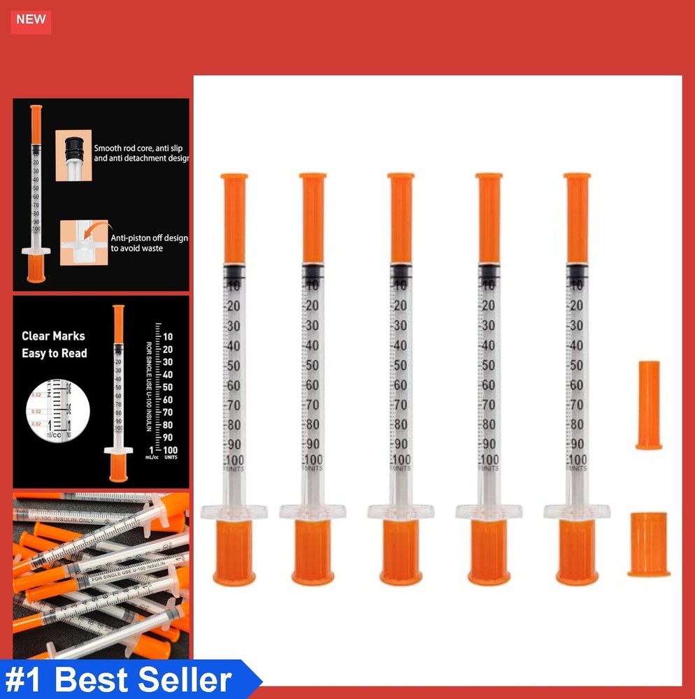 100 Pack 1ml 31G 5/16in Syringes Individually Wrapped Single Use Lab