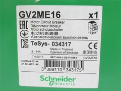 238918 New-No Box; Schneider GV2ME16 Motor Protector 9-14A; 3P; 690VAC