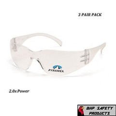 (3 PAIR) PYRAMEX INTRUDER READER SAFETY GLASSES BIFOCAL 2.0 CLEAR LENS S4110R20
