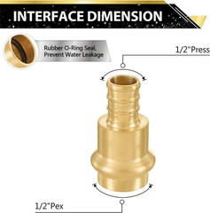 1/2″ Press x 1/2″ PEX Copper Press Coupling Adapter 5 Pack