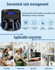 Coin Counter and Dollar Coin sorter with LCD Display, 300-coin Capacity