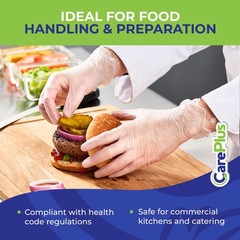 CARE PLUS Vinyl Gloves Clear Medium Size 200 Count | Heavy Duty, NonSterile, …