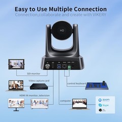 Vikery PTZ FHD Camera 10x Zoom SDI/HDMI/USB/Conference/Streaming/Zoom/Skype/OBS