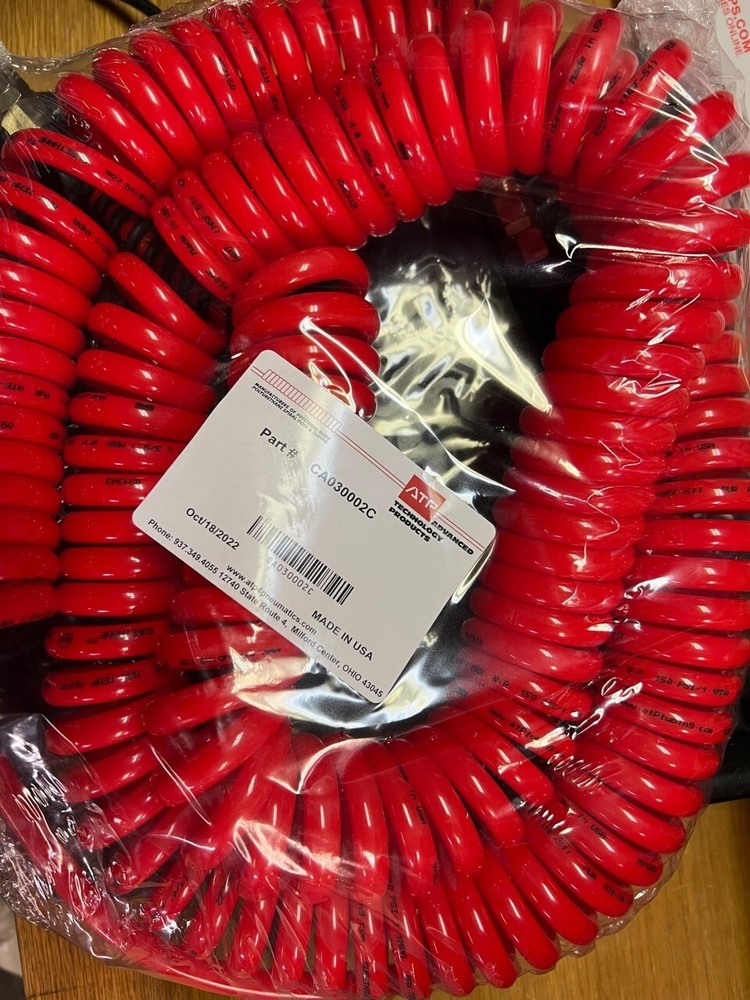 ATP Technithane Polyurethane Auto Spiral Hose, Red, 1/4 ID x 3/8 OD, 25 Feet