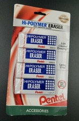 Pentel Hi-Polymer Erasers White Block 8PK Non-Abrasive Gentle Pencil Latex-Free