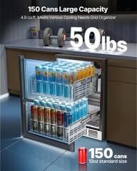 VEVOR 24 Inches Drawer Refrigerator Stainless Steel Dual Drawer Fridge for Home