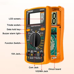 LCD Digital Multimeter Voltmeter Ammeter Ohmmeter Volt AC DC Tester Leads Meter