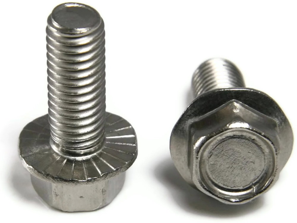 Stainless Steel Hex Cap Serrated Flange Bolt FT UNC #10-24 x 1/2″, Qty 100