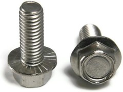 Stainless Steel Hex Cap Serrated Flange Bolt FT UNC #10-24 x 1/2″, Qty 100