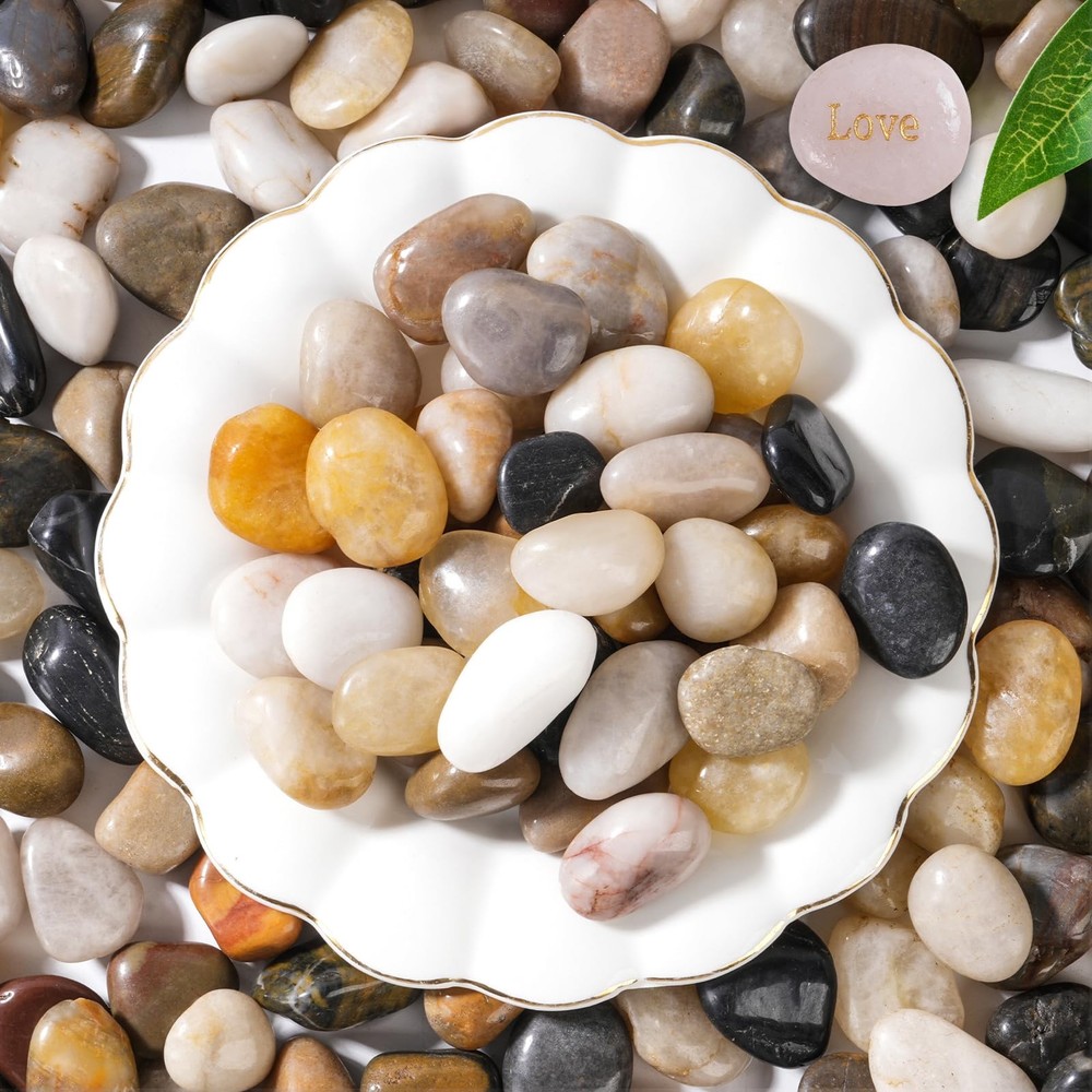 SIDONG 5 LB Mixed River Rocks, 0.3-0.5 Inches High Polished Pebbles for Indoo…