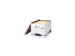 Stor/File Storage Box, Letter/Legal, Lift-Off Lid, White/Blue, 4/Carto